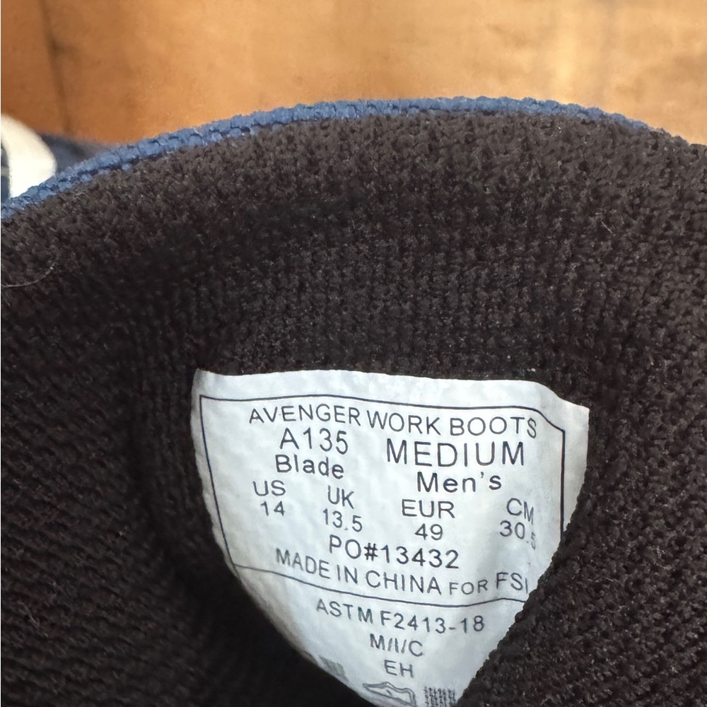 Men’s Avenger Blade Work Boots Shoes Size 14 D Non Slip Safety Toe Blue Black - Picture 8 of 13